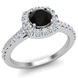 Black Diamond Ring Halo rings for women 1.35 carat tw 14K Gold I,I1 - White Gold
