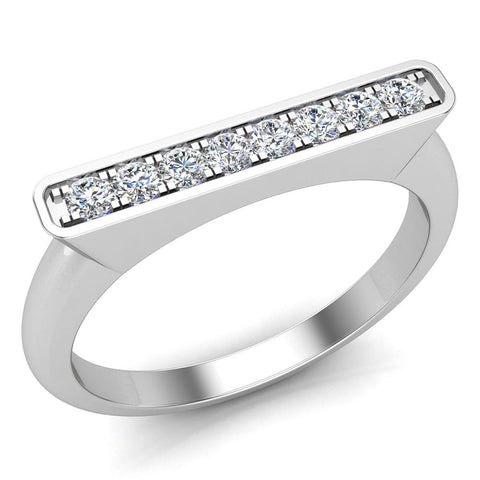 Stacking Bar Ring Diamond Wedding or Anniversary 0.14 ct 14K Gold-I,I1 - White Gold