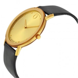 Sapphire Gold Dial Black Leather Watch 0606883