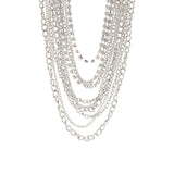 Multi-Strand Draping Chain & Crystal Link Necklace