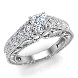 1.37 Ct Vintage Setting Diamond Engagement Ring 18K Gold (G,VS) - White Gold