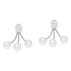 Stainless Steel Crystal & Simulated Pearl Earring Jackets