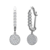 Circle Diamond Dangle Earrings Dainty Drop Style 14K Gold 1.31 ct-G,SI - White Gold