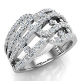 Waves Diamond Rings Anniversary gift for her 14K Gold 1 carat tw (G,SI) - White Gold