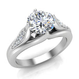1.10 Ct Diamond Leaf Style Setting Solitaire Engagement Ring 1.11 Ct 18K Gold-VS - White Gold