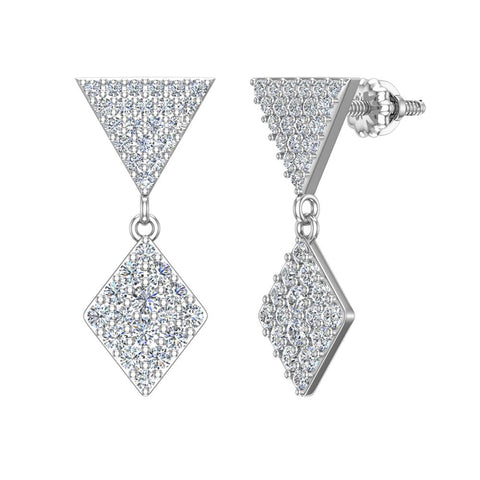 Kite Diamond Dangle Earrings 14K Gold-G,SI - White Gold