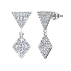 Kite Diamond Dangle Earrings White Gold