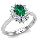 May Birthstone Emerald Oval 14K Gold Diamond Ring 0.80 ct tw - White Gold