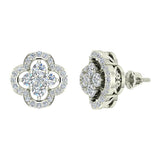 0.96 ct Unique Diamond Loop Stud Earrings Cluster 14K Gold-G,SI - White Gold
