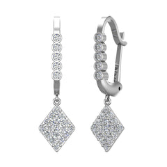 Kite Diamond Dangle Earrings Dainty Drop Style White Gold