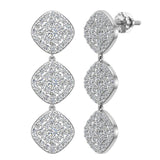 Fashion Diamond Dangle Earrings Exquisite Waterfall 14K Gold-I,I1 - Rose Gold