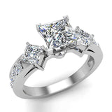 Three-stone Princess cut Engagement ring 14K Gold 1.40 CT H,SI - Rose Gold