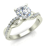 Twisting Infinity Diamond Engagement Ring 18K Gold 0.88 ct-G,SI - White Gold