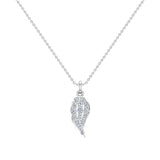 Angel Wing Diamond Necklace for Women 14K Gold Charm G I1 - White Gold