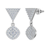 Cushion Diamond Dangle Earrings 14K Gold 0.80 ct-G,SI - White Gold