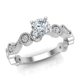 Designer Paisley Round Diamond Engagement Ring 14K Gold 0.67 ct I1 - White Gold