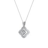 Floral Pattern Diamond Necklace 14K Gold-G,SI - White Gold