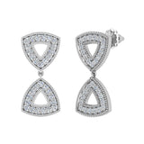 Minimalist Triangle Motif Diamond Dangle Earrings 14K Gold 0.60 ct-I,I1 - White Gold