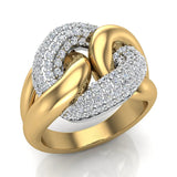 Cuban link Cocktail Rings for women Diamond Rings 18K Gold 1.00 ct-G,VS - Yellow Gold