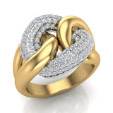 Cuban link Cocktail Rings for women Diamond Rings 14K Gold 1.00 ct-G,SI - Yellow Gold