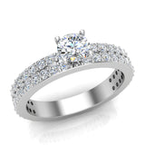 Two-Row Diamond Engagement Rings 18K Gold 1.18 carat VS Glitz Design - White Gold