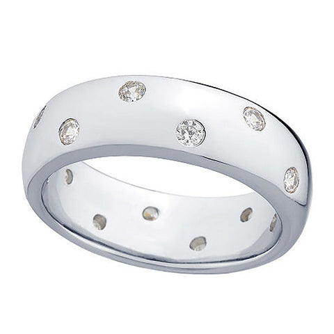 Epiphany Platinum Clad Diamonique Scattered Stone Silk Fit Band