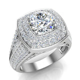 Round Diamond Engagement Rings Tapered Shank 14k Gold GIA 2.17 ct-I1 - White Gold