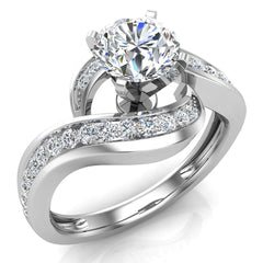 1.00 ct Solitaire Diamond Engagement Rings Intertwined Loop White Gold