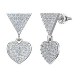 Heart Diamond Dangle Earrings 14K Gold-I,I1 - White Gold