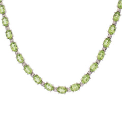 30.00 ct tw Oval Peridot Sterling17-1/4" Tennis Necklace