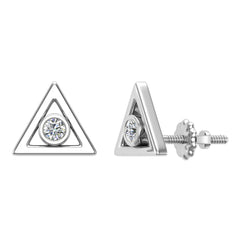 0.10 ct Diamond Earrings Triangle Shape Studs Bezel Settings White Gold