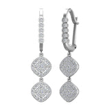 Cushion Diamond Dangle Earrings Dainty Drop Style 18K Gold 1.10 ct-G,VS - White Gold