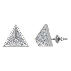 Diamond Stud Earrings Triangle Pyramid Diamond Earrings White Gold
