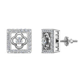14K Gold Diamond Stud Earrings Square Shape 0.88 carat (I,I1) - Rose Gold