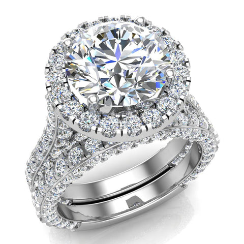 Moissanite Halo Engagement ring for women 14K Gold 4.15 ct-I1 - White Gold
