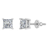 Diamond Earrings for Women Men Princess Cut 14K Gold Ear stud-G,VS1 - Rose Gold