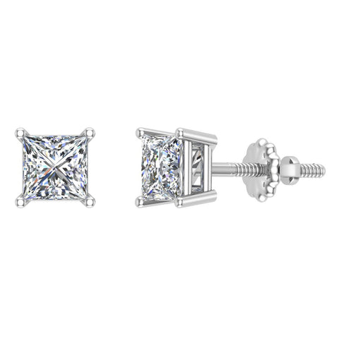 Diamond Earrings for Women Men Princess Cut 14K Gold Ear stud-G,VS1