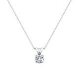 Round Brilliant Diamond Solitaire Pendant Necklace 14K Gold-L,I2 - White Gold