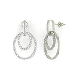 Intertwined Circles Loop Diamond Chandelier Earrings 18K Gold 1.53 ct-G,VS - Rose Gold