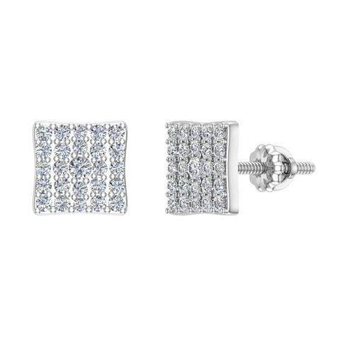 Sharp & Edgy Square illusion plate Stud Earrings 0.48 ct 14K Gold-I,I1 - White Gold