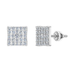 Sharp & Edgy Square illusion plate Stud Earrings 0.48 ct White Gold