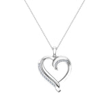 14K Gold Necklace Petite Heart Diamond Pendant Pave set 1/6 ctw-G,I1 - White Gold