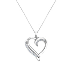 Necklace Petite Heart Diamond Pendant Pave set 1/6 ctw White Gold