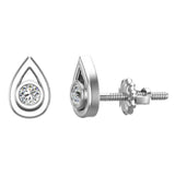Diamond Earrings Tear-Drop Shape Studs Bezel Settings 10K Gold-J,SI2-I1 - White Gold