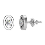 0.10 ct Diamond Earrings Oval Shape Stud Bezel Settings 10K Gold-J,SI2 - White Gold