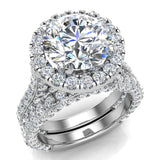 Moissanite Halo Engagement ring for women 14K Gold 4.15 ct-VS - White Gold