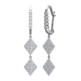 Kite Diamond Dangle Earrings Dainty Drop Style 18K Gold 1.14 ct-G,VS - White Gold
