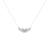 14K Gold Necklace Feather & Wings Diamond Pendant 0.74 ctw G,SI - White Gold