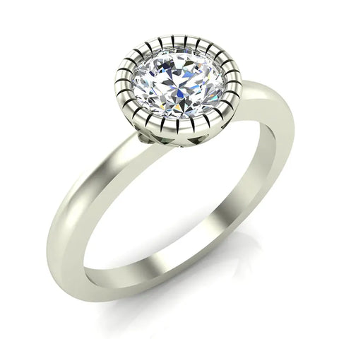 0.75 Carat Simple Vintage Engagement Ring 14K Gold (G,I1) - White Gold