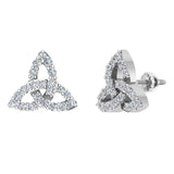 Celtic Knot Pave Diamond Stud Earrings ½ ct 14K Gold-I,I1 - White Gold